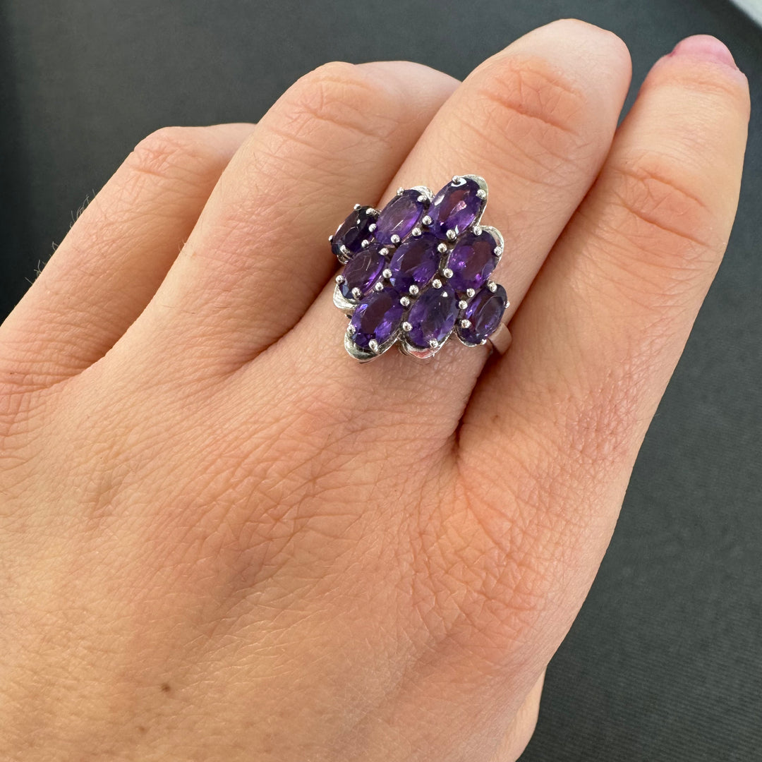 Sterling Silver Fancy Amethyst Ring
