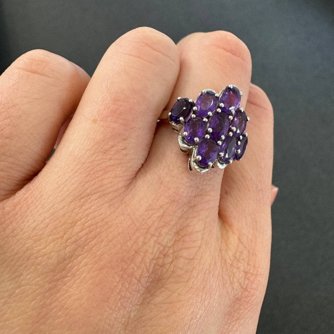 Sterling Silver Fancy Amethyst Ring