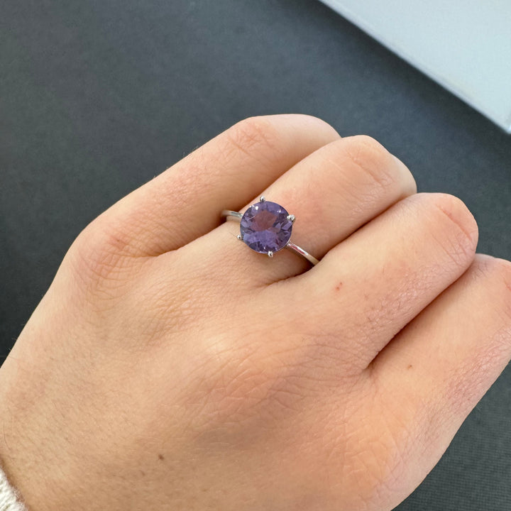 Sterling Silver Solitaire Amethyst Ring