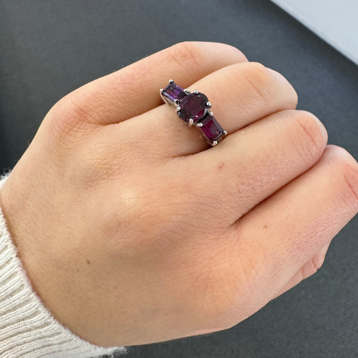 Sterling Silver Trilogy Amethyst Ring