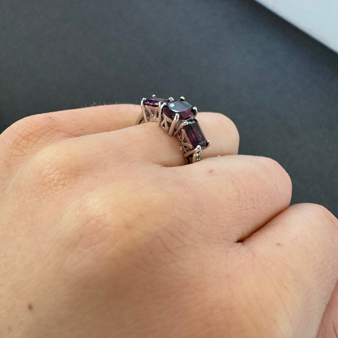 Sterling Silver Trilogy Amethyst Ring