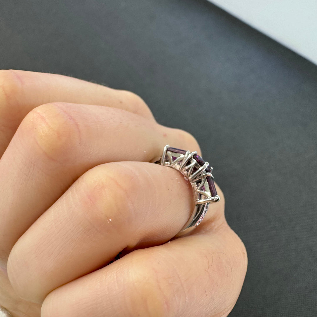 Sterling Silver Trilogy Amethyst Ring