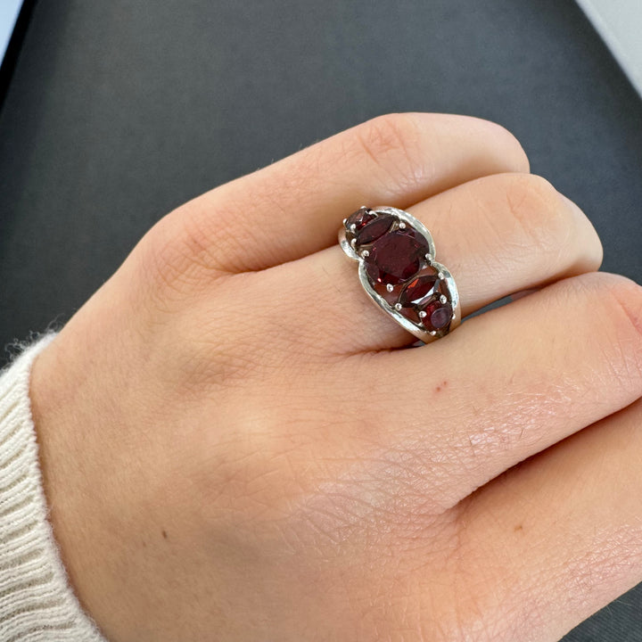 Sterling Silver Fancy Garnet Ring