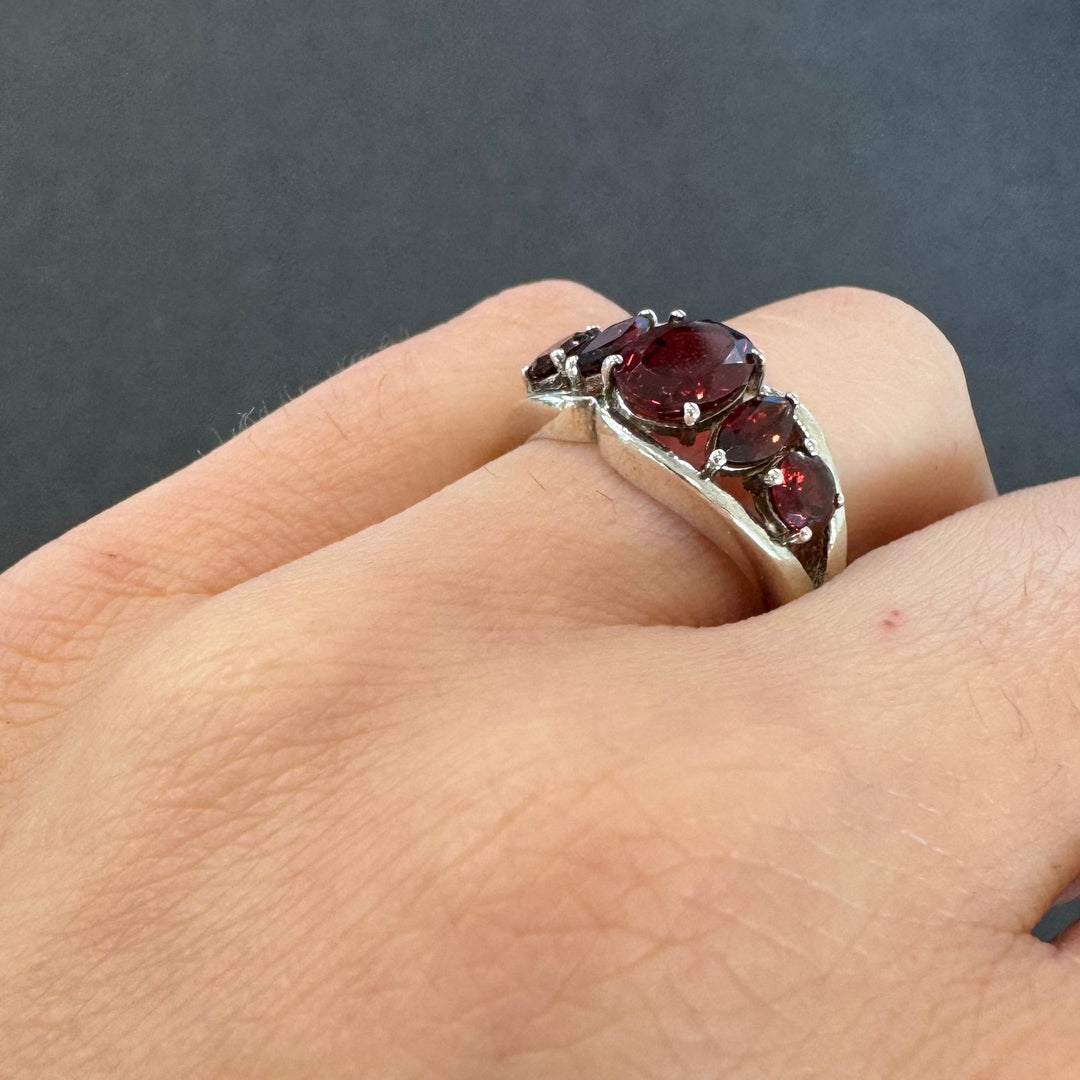Sterling Silver Fancy Garnet Ring