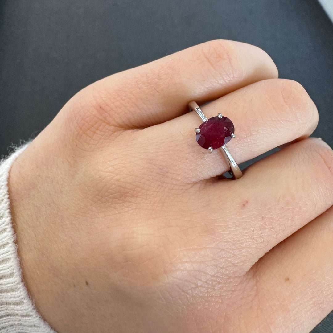 Sterling Silver Solitaire Byron Ruby Ring