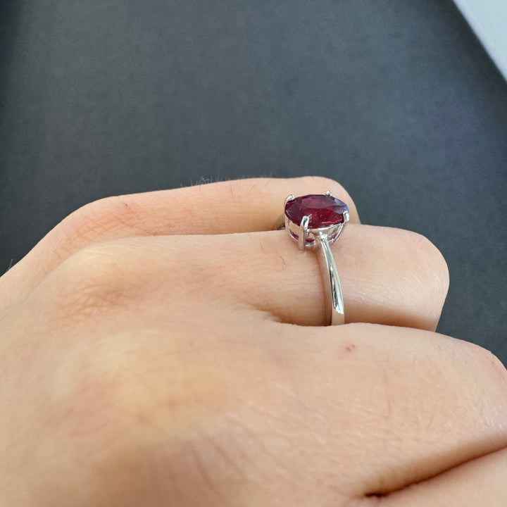 Sterling Silver Solitaire Byron Ruby Ring