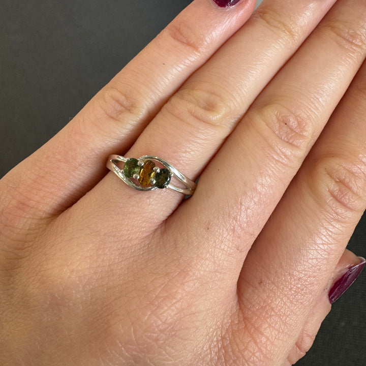 Sterling Silver Tourmaline Trilogy Ring