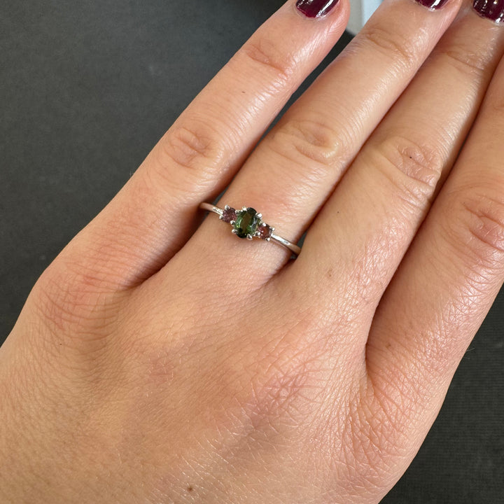 Sterling Silver Tourmaline Trilogy  Ring