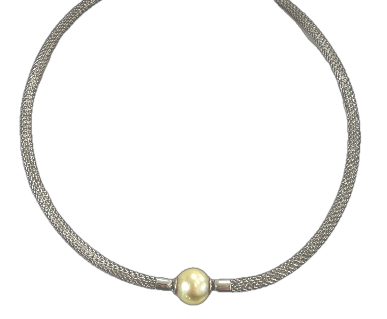 Sterling Silver Wheat Omega Collier With South Sea Pearl - B & S Lyncris Jewellers