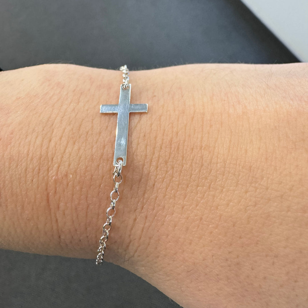 Sterling Silver Cross Bracelet