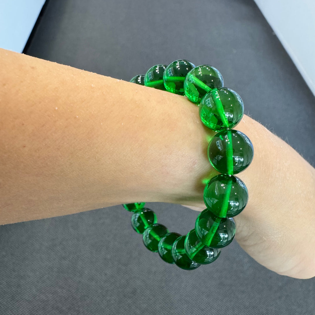 Baltic Amber Green Infused Ball Bracelet