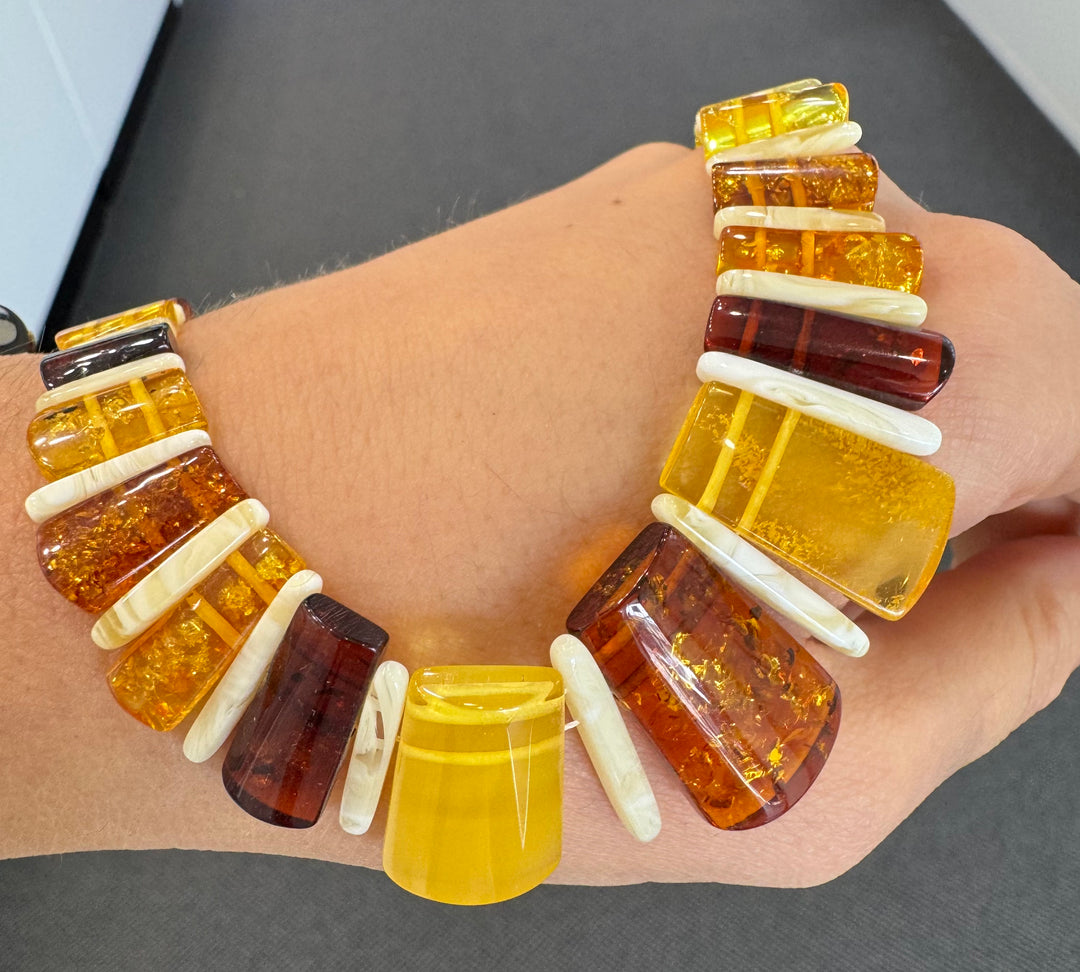 Baltic Amber Multi-Colour Flat Necklace