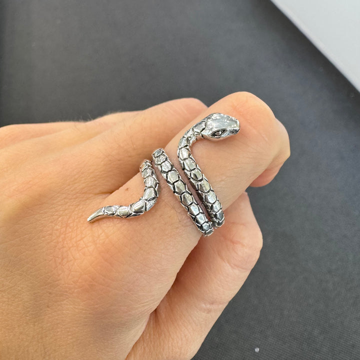 Sterling Silver Blackened Snake Ring