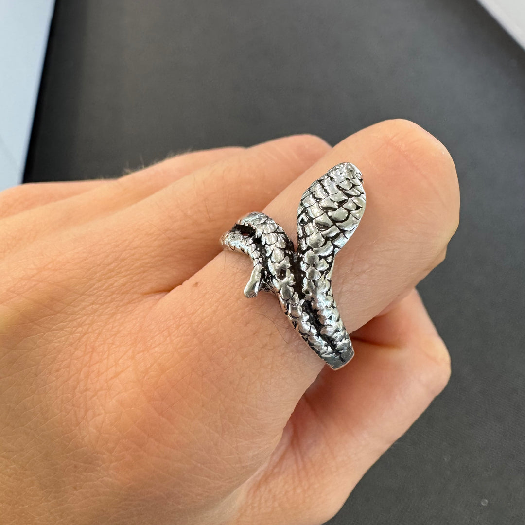 Sterling Silver Blackened Snake Ring