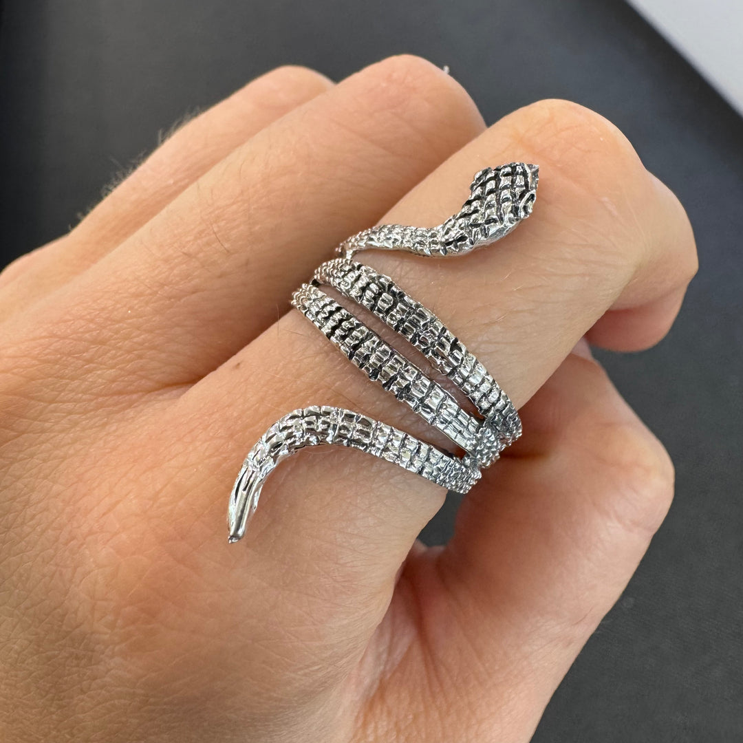 Sterling Silver Blackened Snake Ring