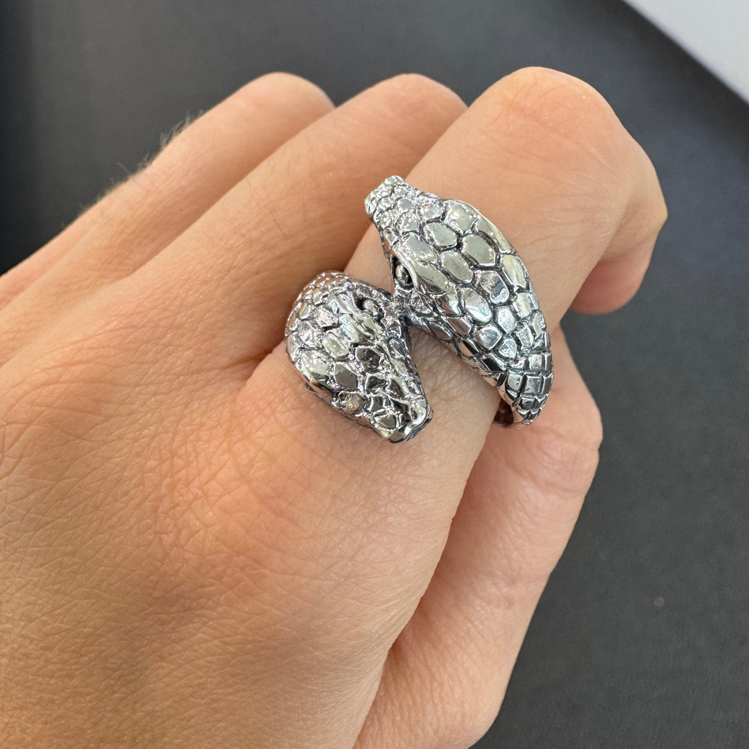 Sterling Silver Blackened Snake Ring