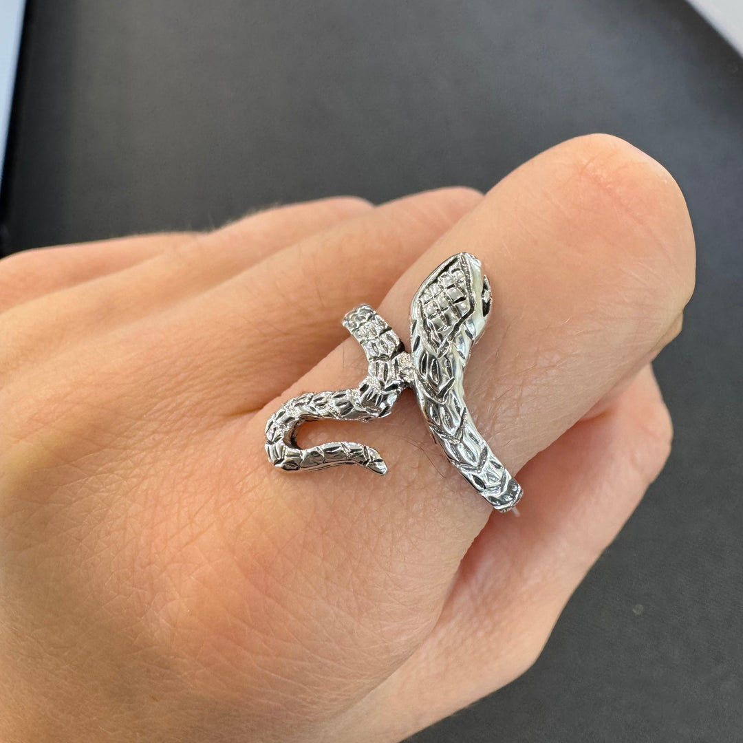 Sterling Silver Blackened Snake Ring