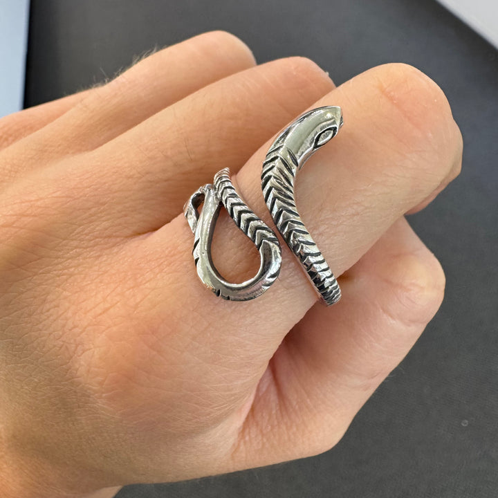 Sterling Silver Blackened Snake Ring