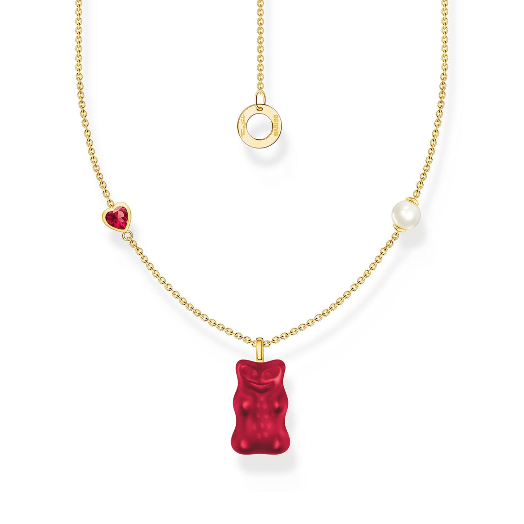 THOMAS SABO Necklace with red goldbears pendant &amp; freshwater pearl - B &amp; S Lyncris Jewellers