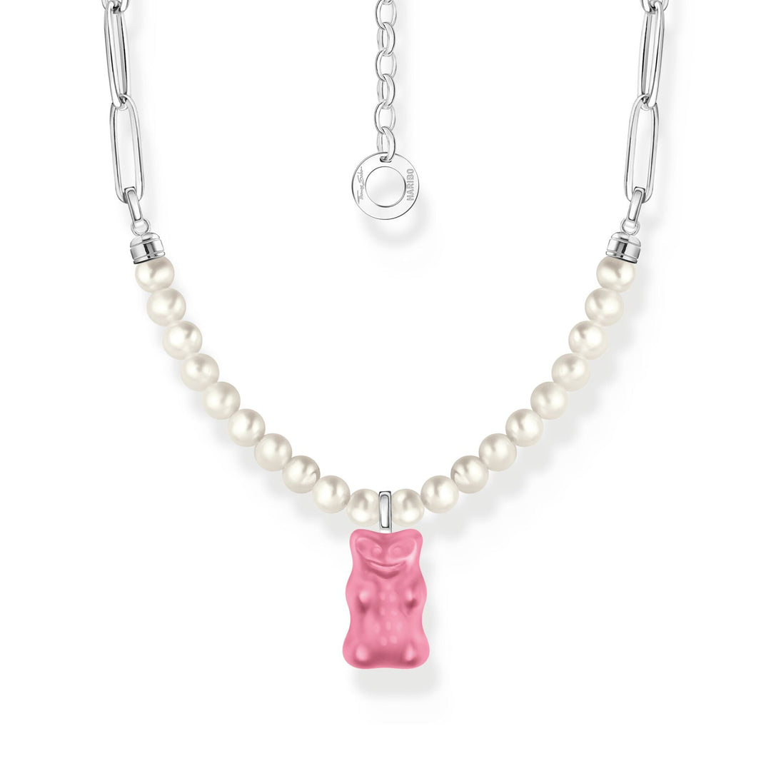 THOMAS SABO Link necklace with pink Goldbears &amp; freshwater pearls - B &amp; S Lyncris Jewellers