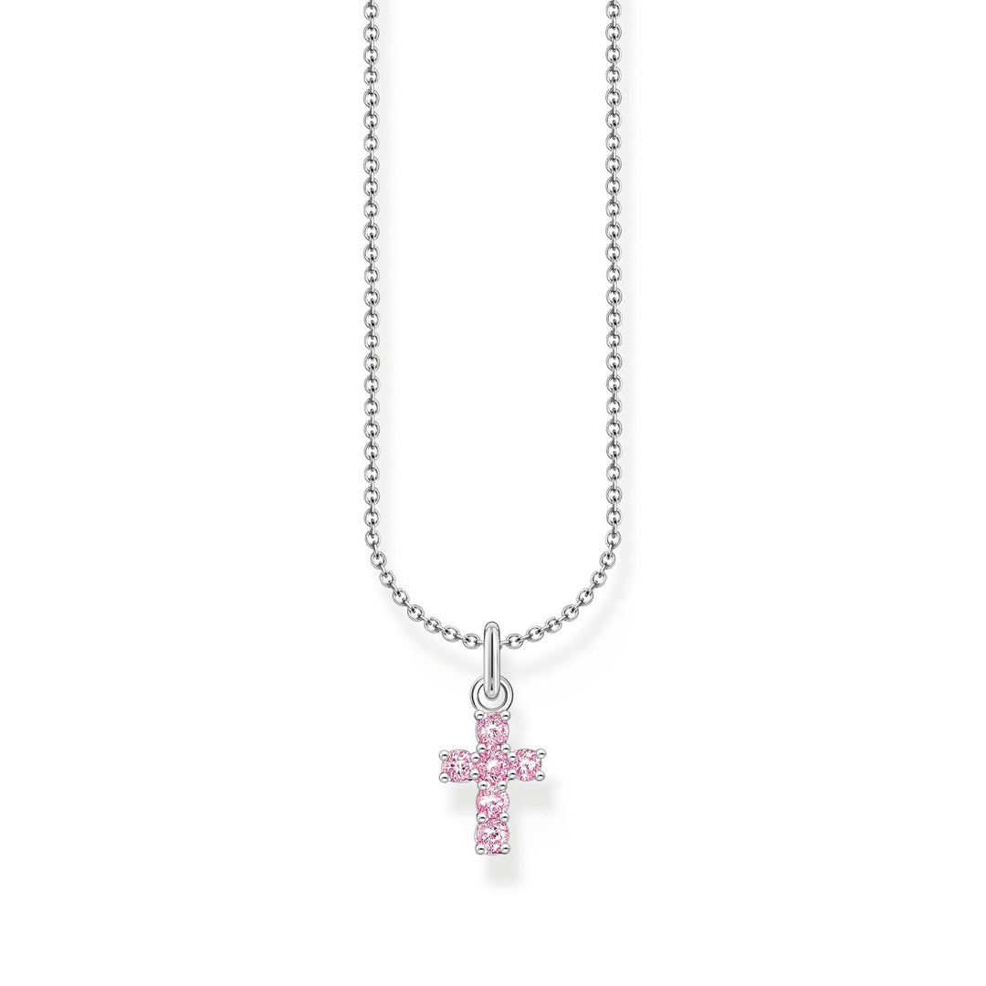 THOMAS SABO Necklace with cross pendant with pink zirconia - B &amp; S Lyncris Jewellers