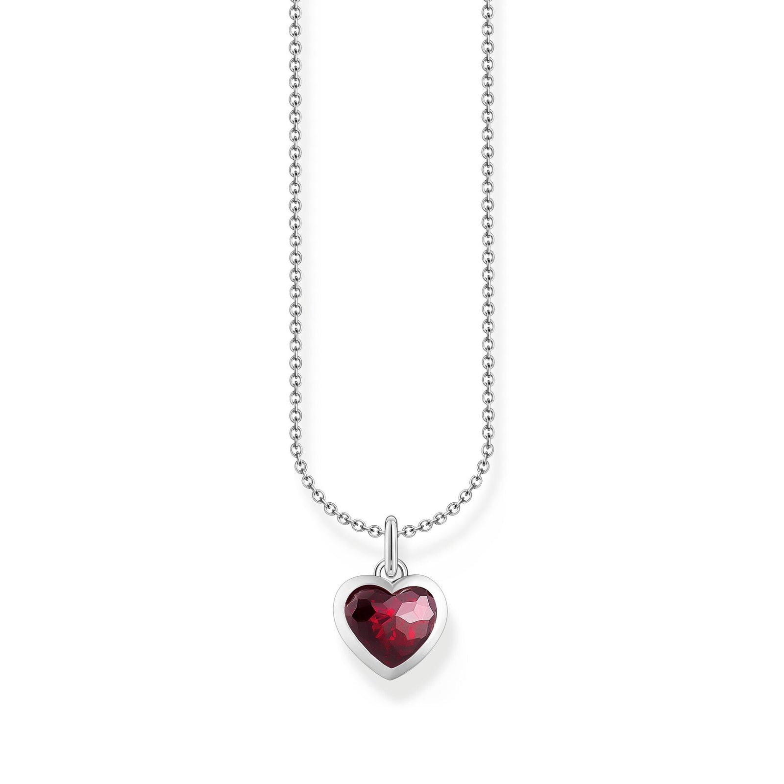 THOMAS SABO Heart pendant necklace silver with red zirconia - B & S Lyncris Jewellers