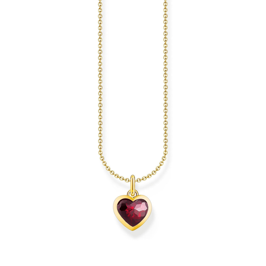 THOMAS SABO Heart pendant necklace gold with red zirconia - B &amp; S Lyncris Jewellers