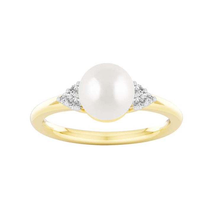 0.1ct Lab Grown Diamond Freshwater Pearl Ring in 9K Yellow Gold