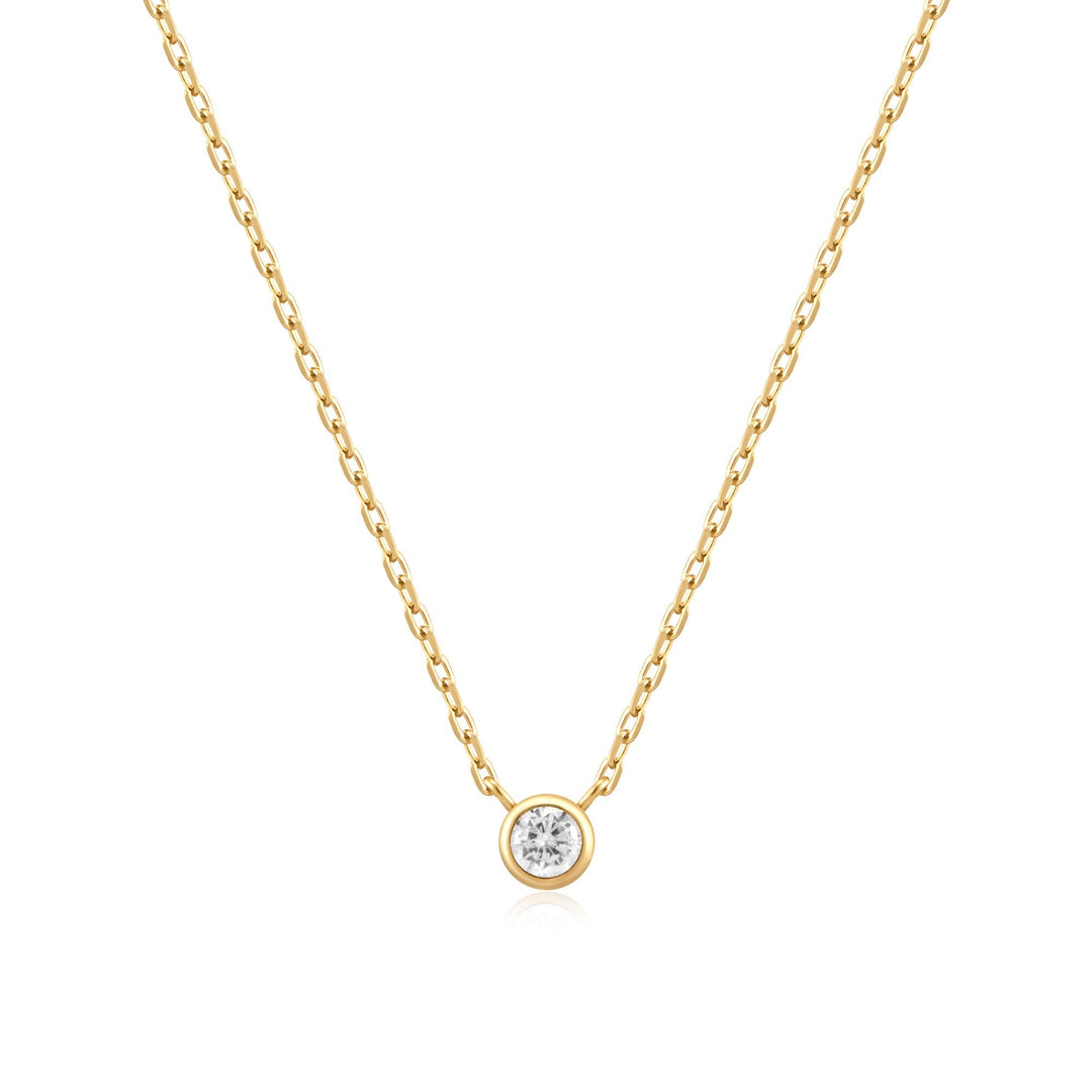 Ania Haie Gold Round Solitaire Cubic Zirconia Necklace - B &amp; S Lyncris Jewellers