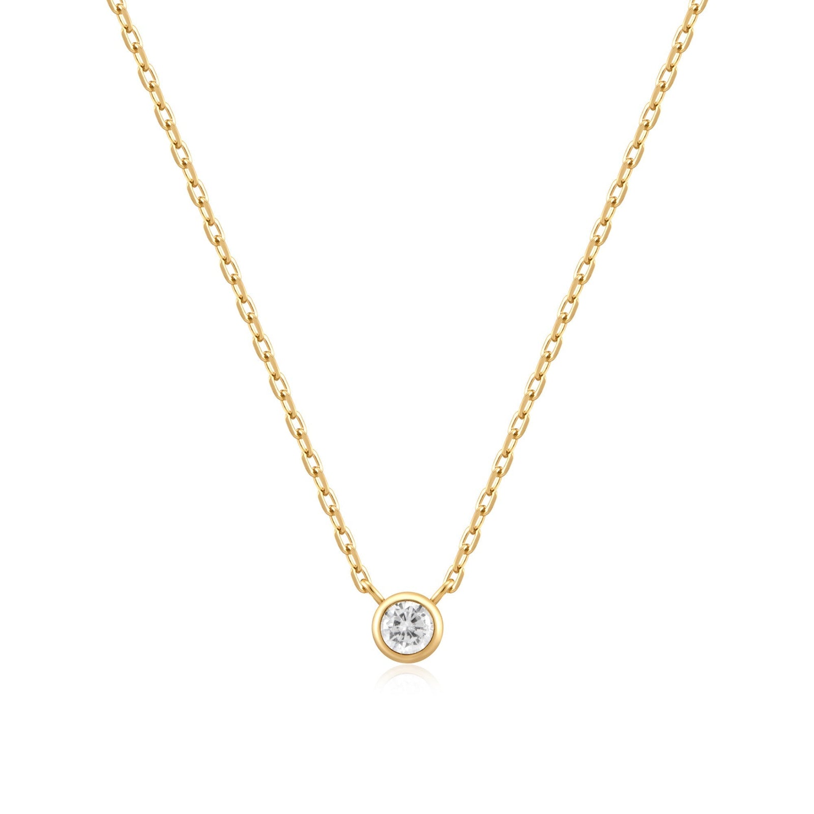 Ania Haie Gold Round Solitaire Cubic Zirconia Necklace - B & S Lyncris Jewellers