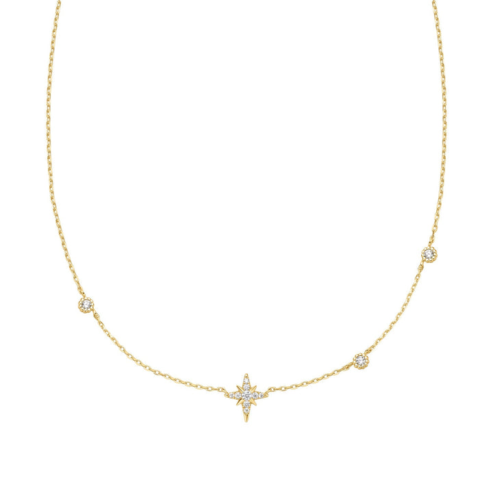 Ania Haie Gold Eight-Pointed Star Cubic Zirconia Station Necklace