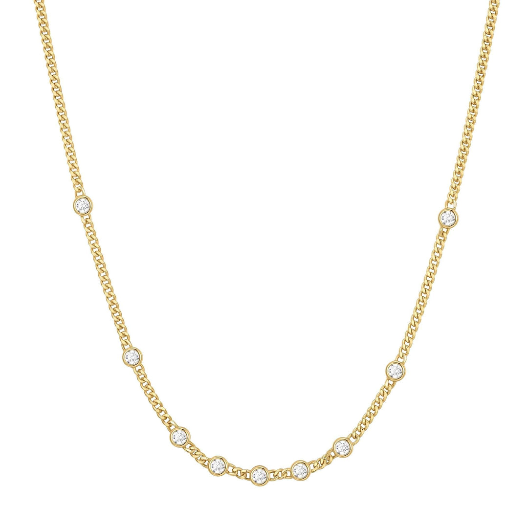 Gold Multi Station Round Stone Chain Necklace