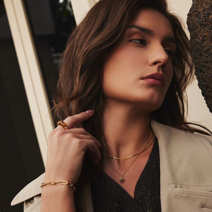 Ania Haie Gold Tiger Eye Statement Ring