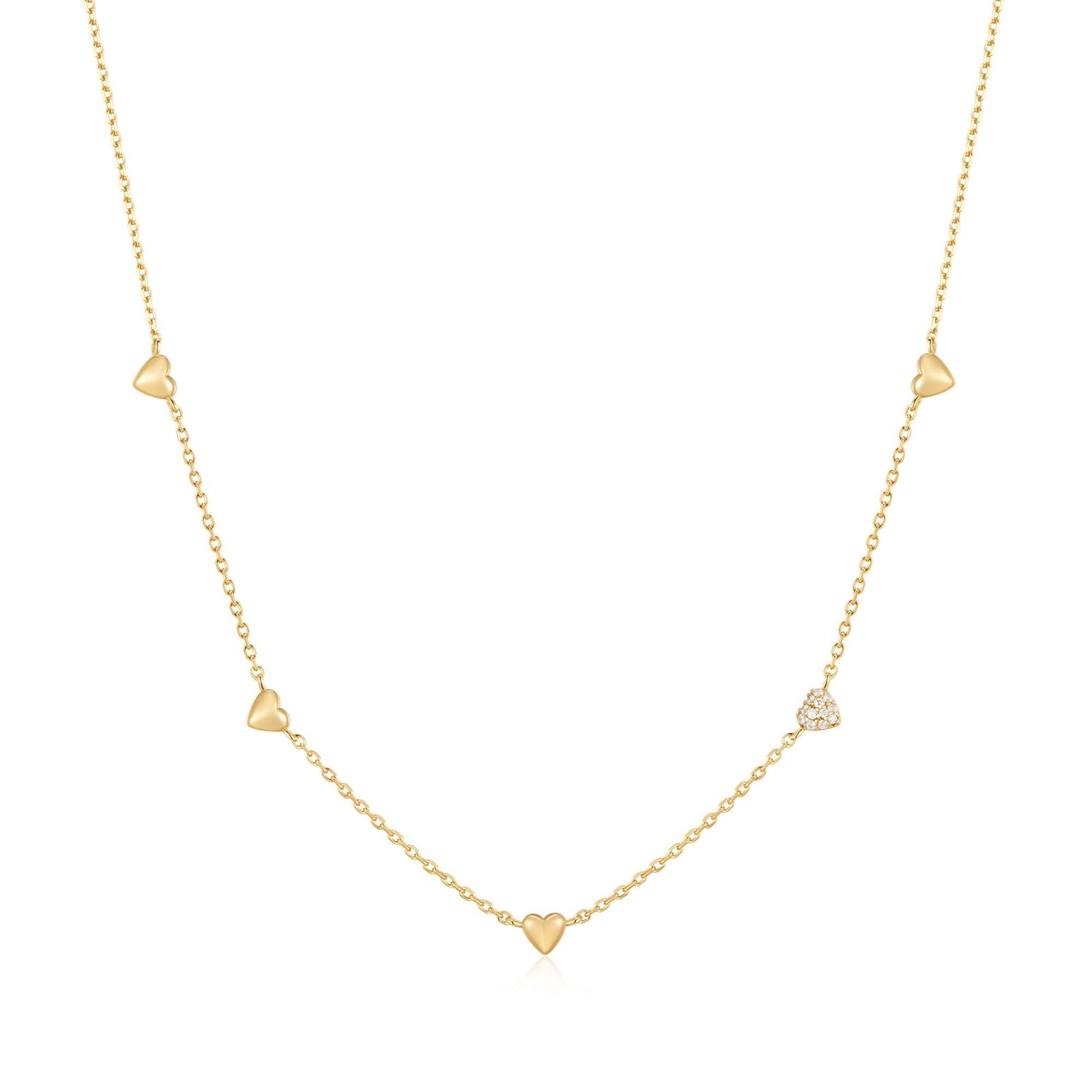 Ania Haie Gold Pave Puffed Heart Station Necklace - B & S Lyncris Jewellers