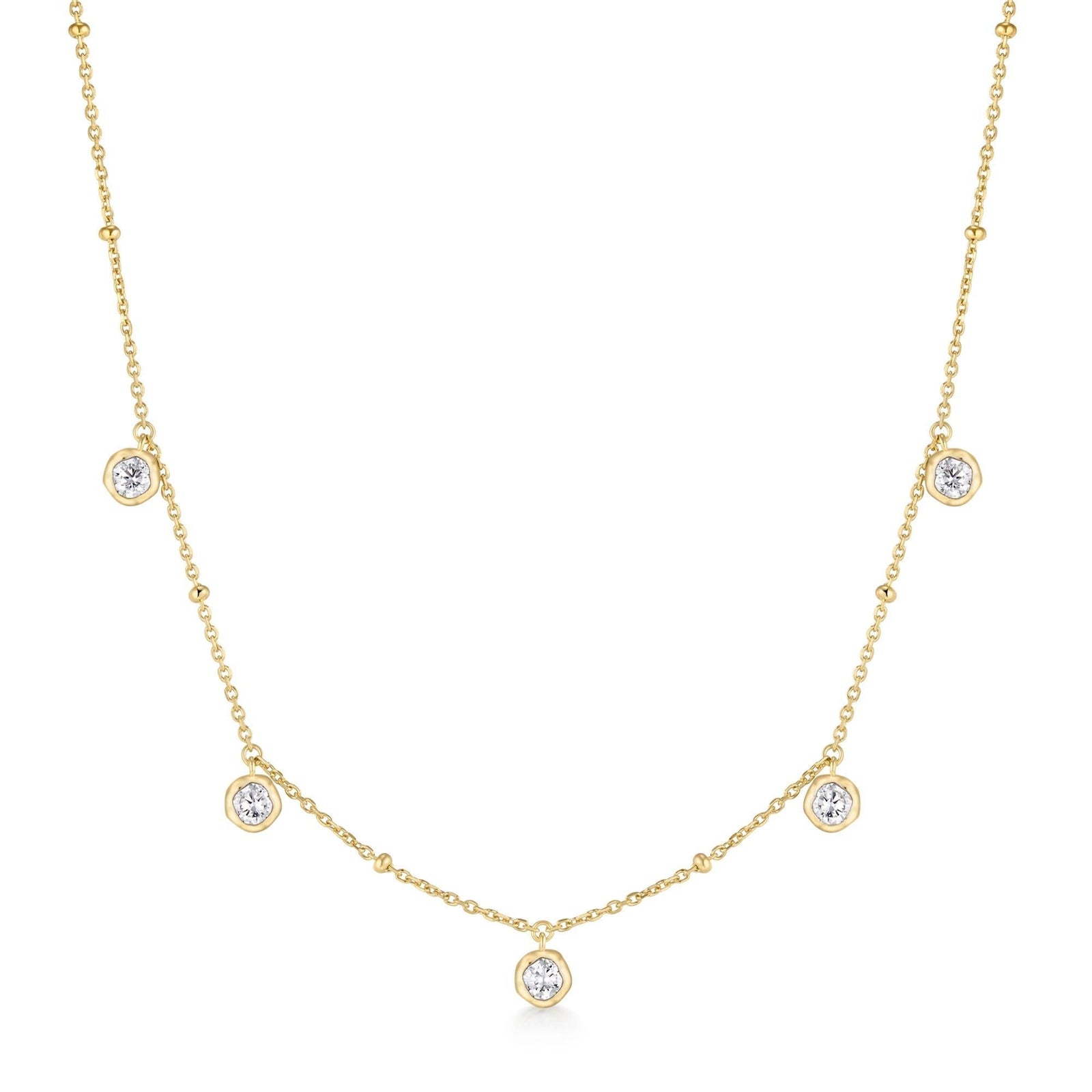 Ania Haie Gold Molten Bezel-Set Droplet Station Necklace - B & S Lyncris Jewellers
