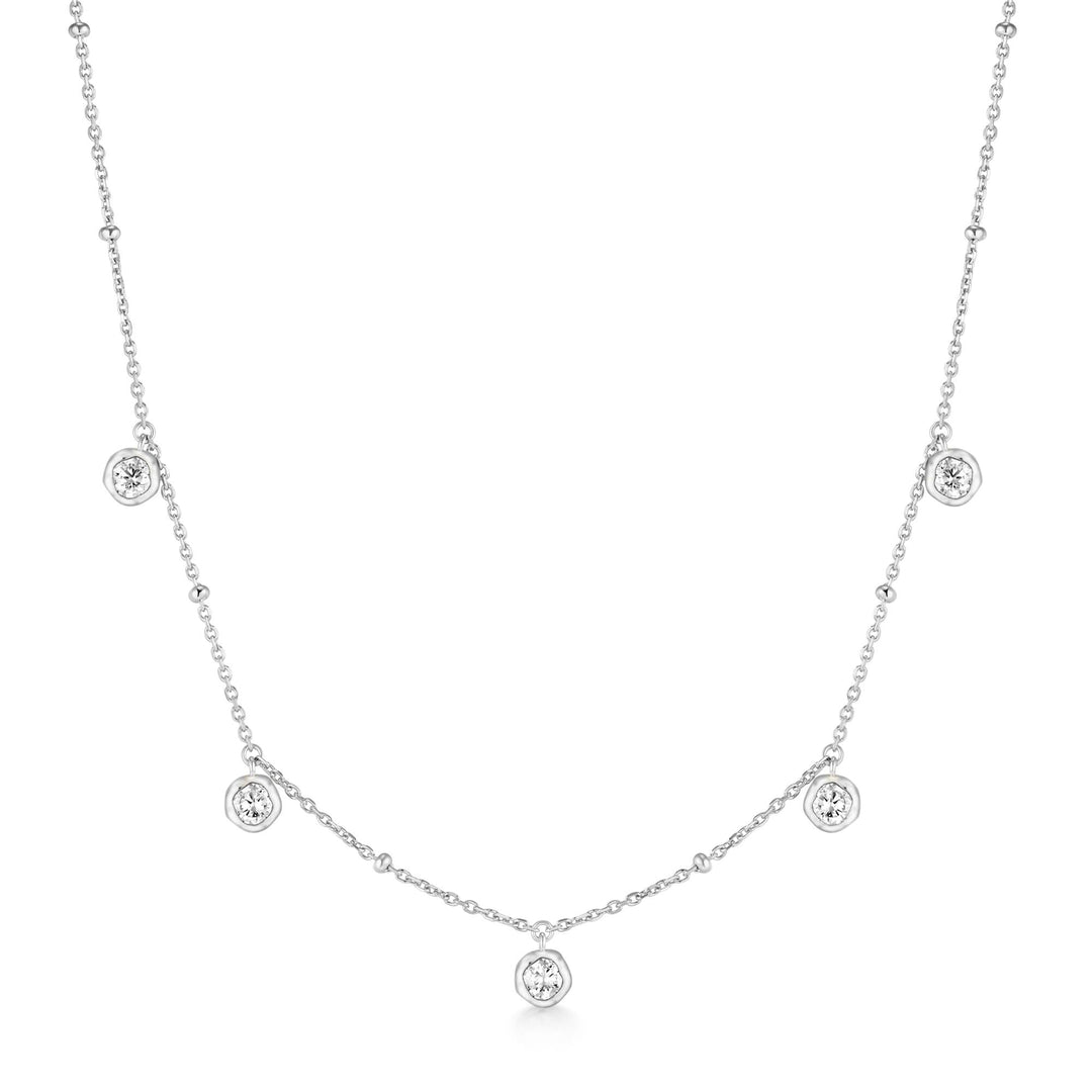 Ania Haie Silver Molten Bezel-Set Droplet Station Necklace - B &amp; S Lyncris Jewellers