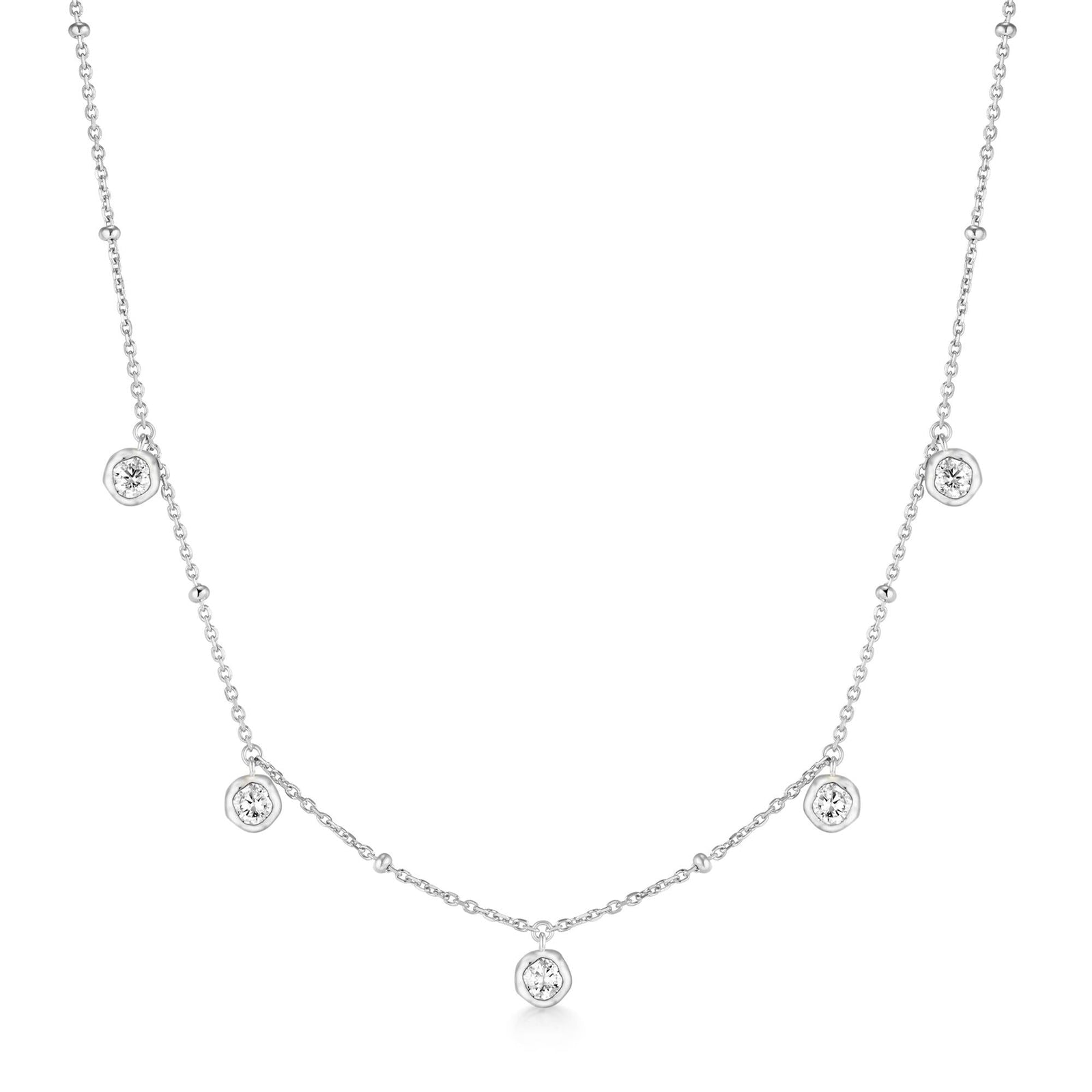 Ania Haie Silver Molten Bezel-Set Droplet Station Necklace - B & S Lyncris Jewellers