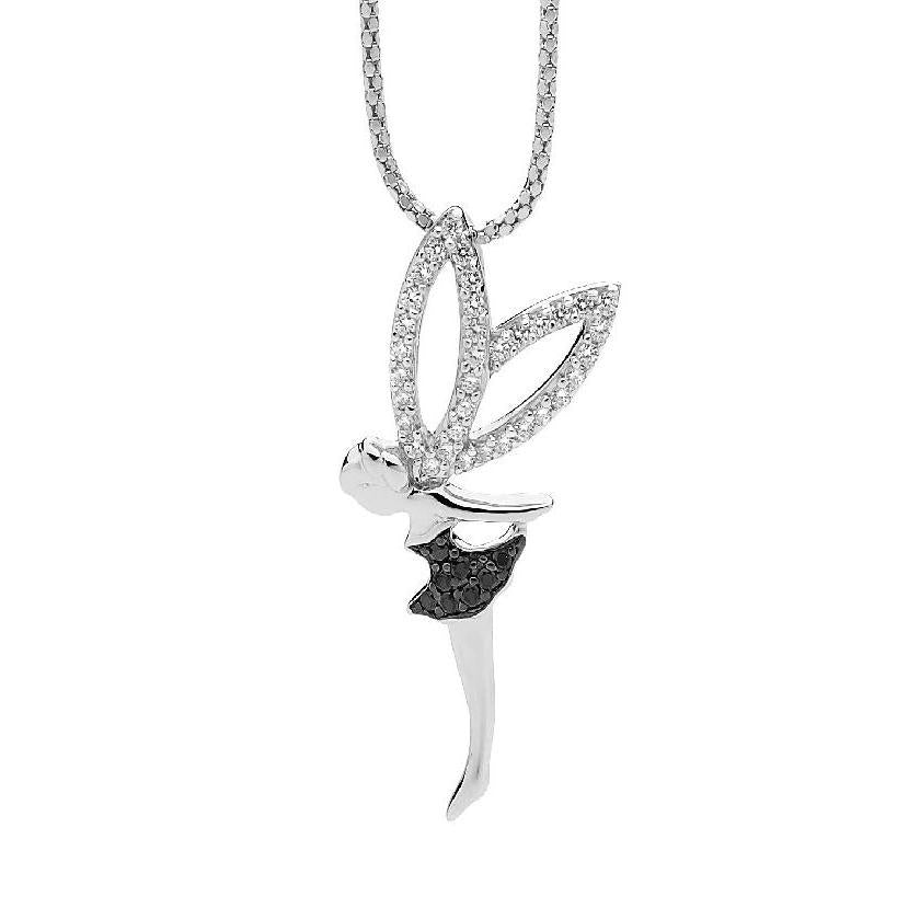 Ellani Sterling Silver CZ Fairy Necklace