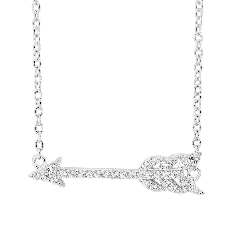 Ellani Sterling Silver CZ Arrow Necklace