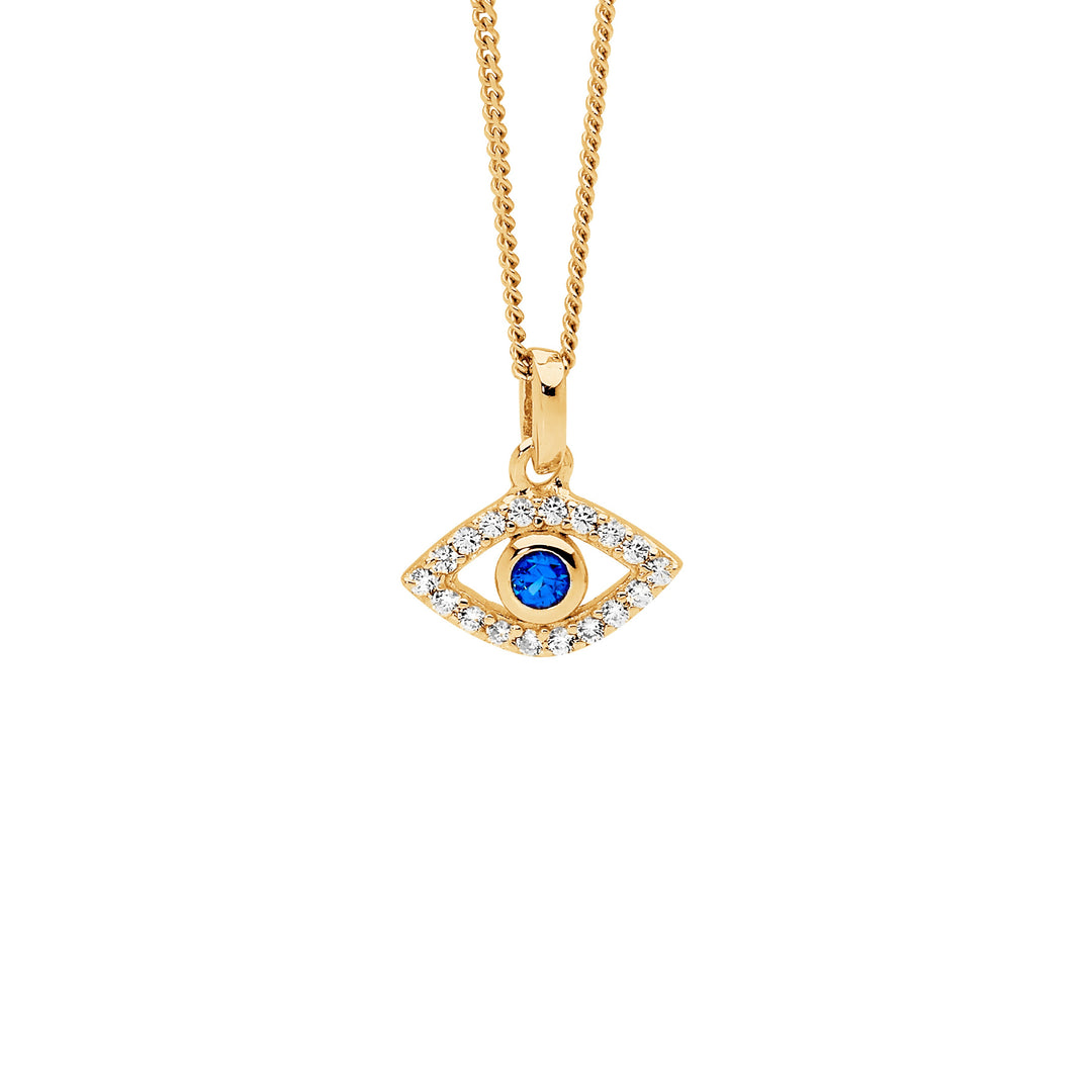 Ellani Sterling Gold Evil Eye Necklace