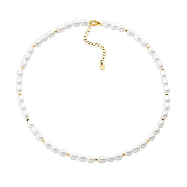 Ellani Gold Freshwater Pearl Beaded Necklace