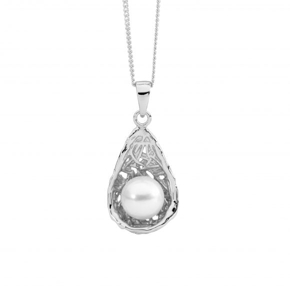 Ellani Silver Weave Basket Freshwater Pearl Necklace - B & S Lyncris Jewellers