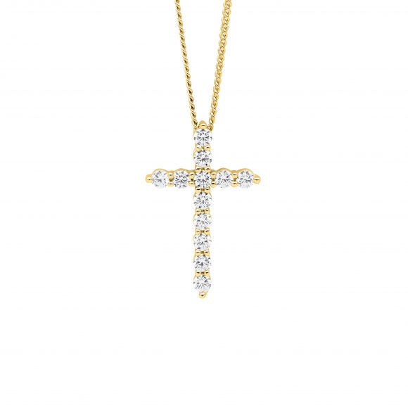 Ellani Gold CZ Cross Necklace