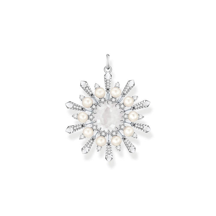 THOMAS SABO Pendant milky quartz with winter sun rays silver