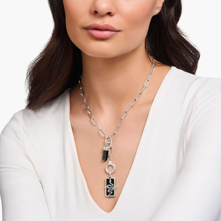 THOMAS SABO Cosmic Pendant with A Snake, Black Cold Enamel and Various Stones