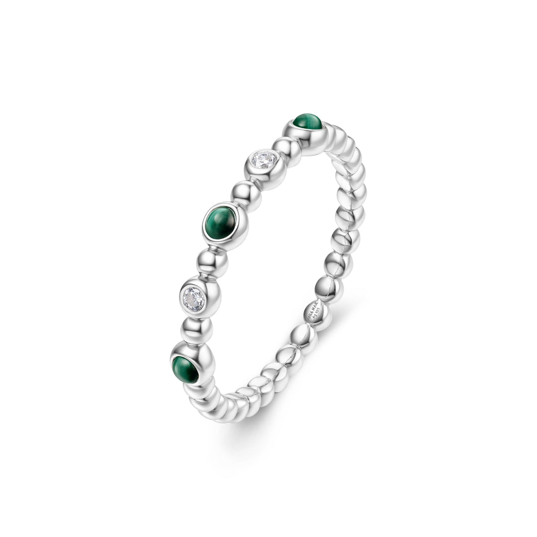 Ania Haie Silver Bezel Malachite Beaded Ring