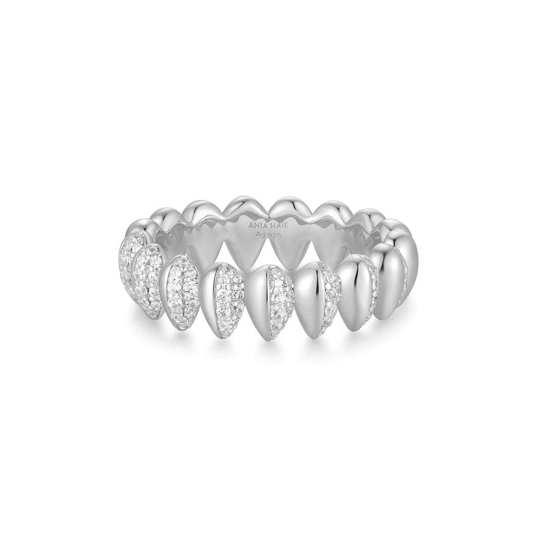 Ania Haie Silver Sparkling Puffy Spike Ring