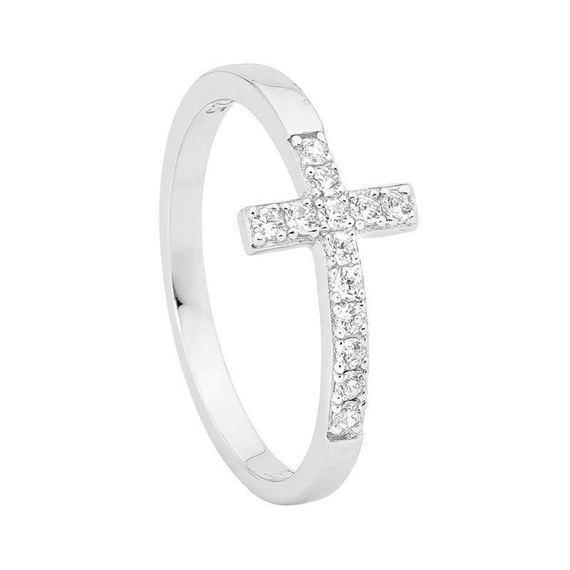 Ellani Sterling Silver Cross Ring