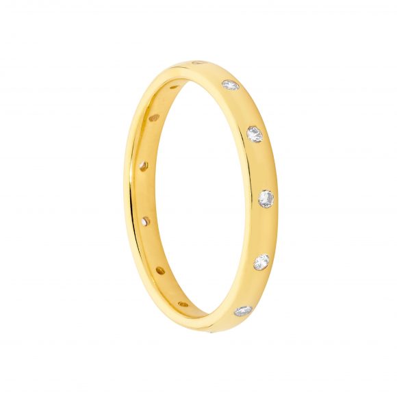 Ellani Gold Hammer Set CZ Ring