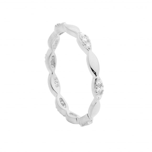 Ellani Sterling Silver Tear Shape Stacker Ring